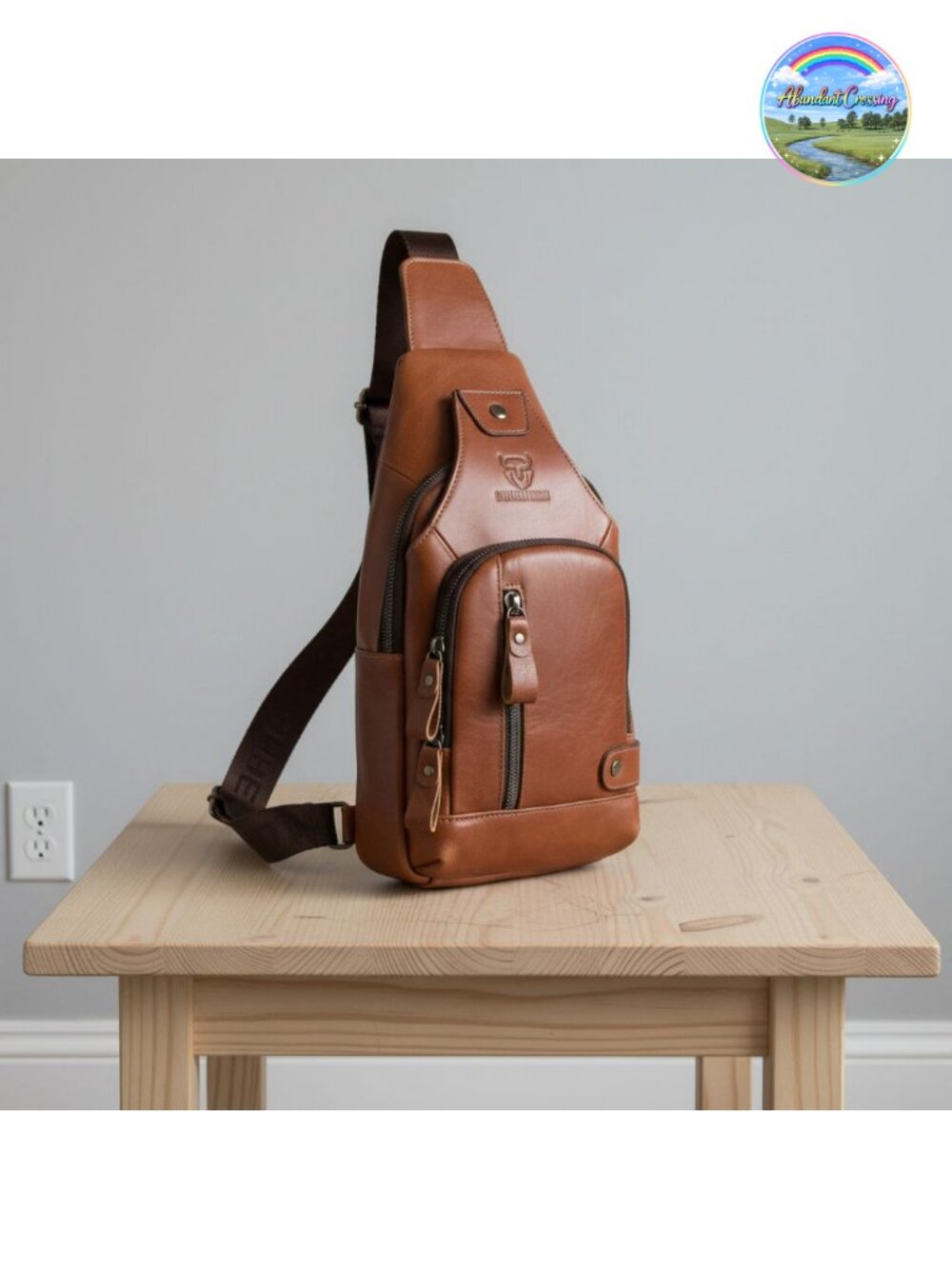 Genuine Leather Sling Bag Men Crossbody Shoulder Daypack